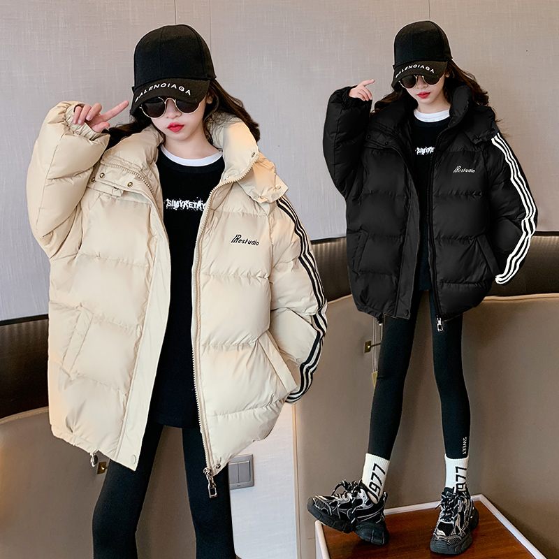 女童冬装加厚棉服中长款保暖棉内胆洋气棉衣中大童童学生韩版外套