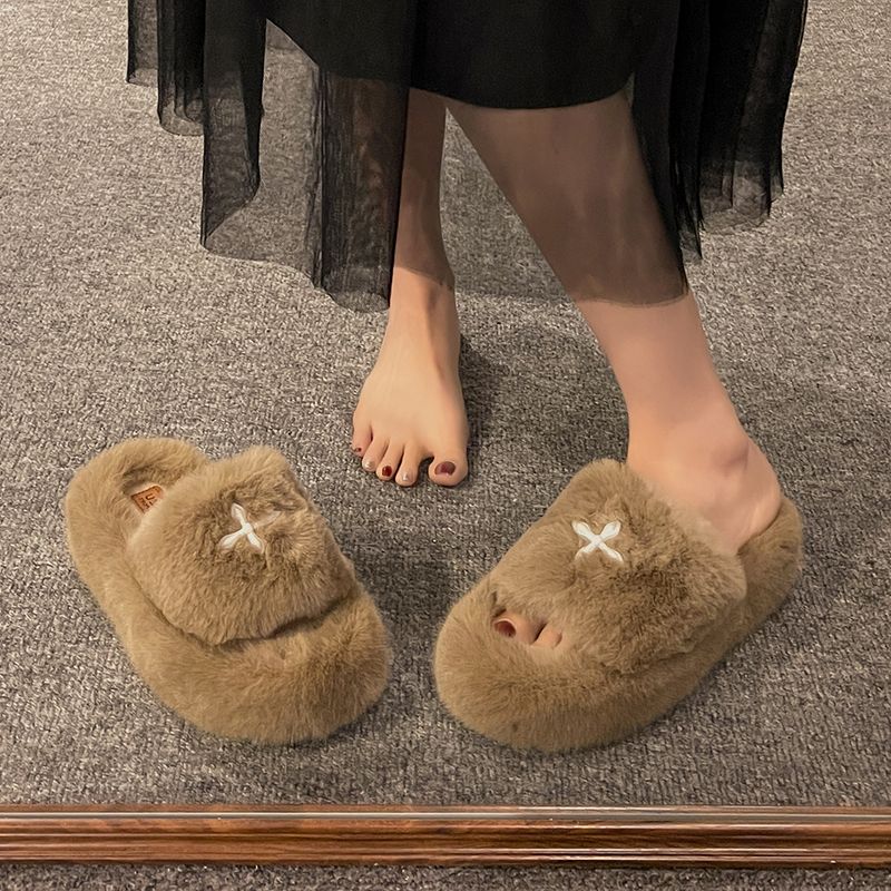 厚底轻便室内棉拖鞋2023新款秋冬外出办公室居家时尚保暖一字拖潮