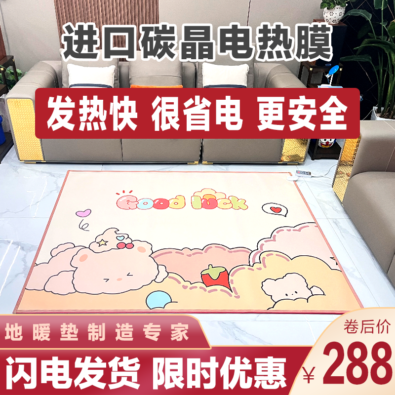 凰阁彩皮石墨烯电热地暖垫彩花碳晶电热地毯地热垫加热地垫取暖毯