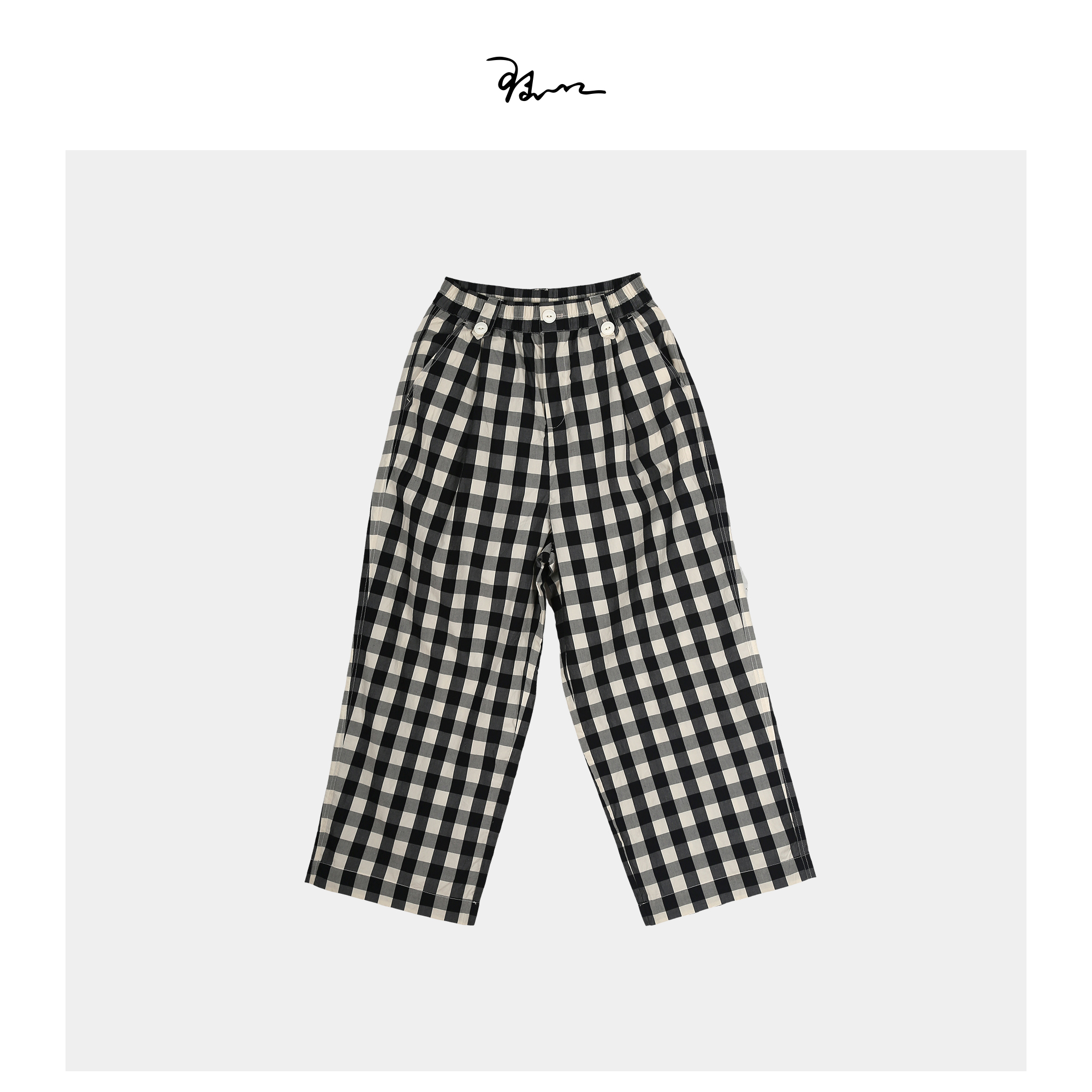【空白格】陆一口女装定制格子休闲裤