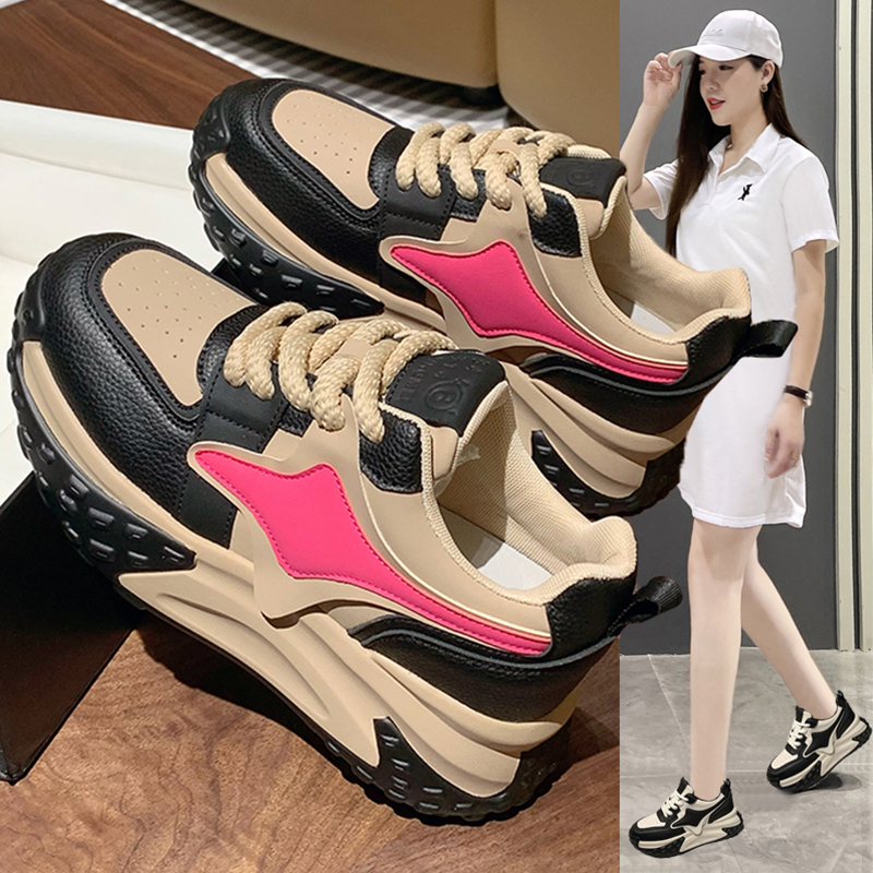 厚底老爹鞋女2023春秋款透气厚底增高ins潮运动鞋百搭休闲小白鞋