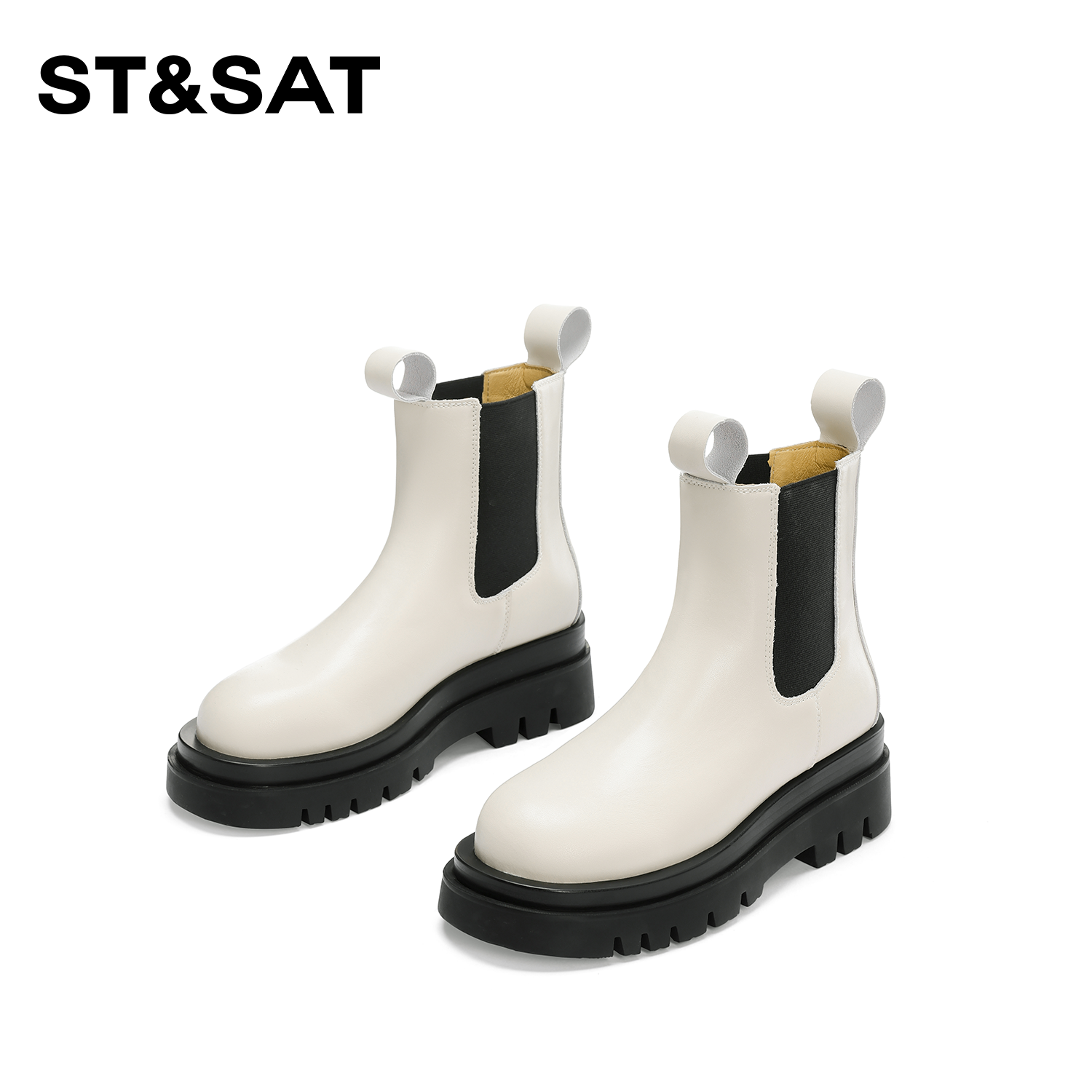 St&Sat/星期六英伦时尚短靴切尔西女靴厚底SS23116782秋冬百搭ins