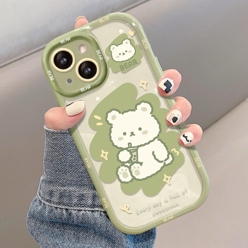 苹果14手机壳新款iPhone13pro奶茶小熊11情侣12mini奶油xr卡通7/8