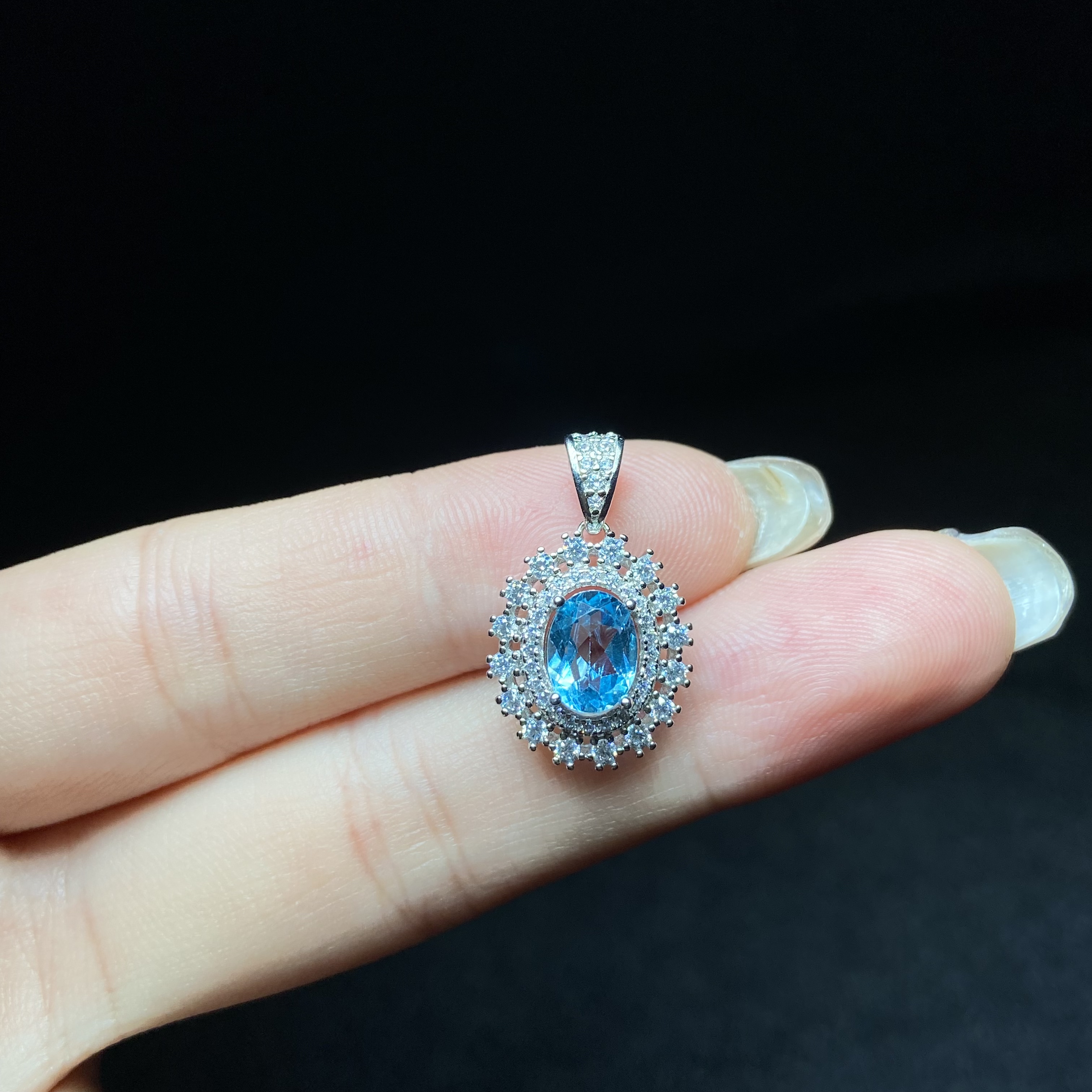 【陈法蓉专属】s925银镶嵌托帕石吊坠24-RH105X26【尺寸约5*8mm】