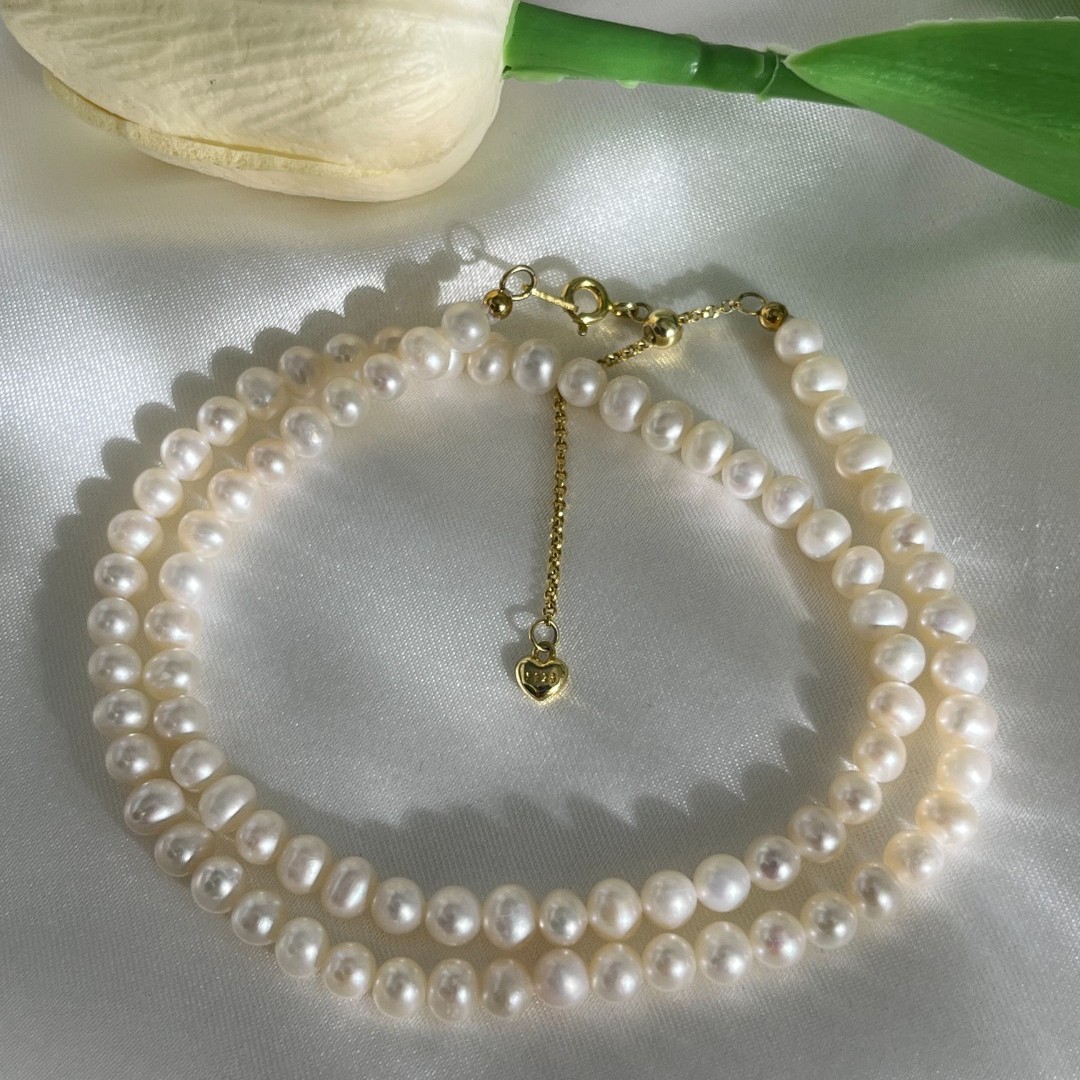 坠链均925银 N0105经典强光天然淡水真珠素圈百搭轻奢（4.5-5mm）