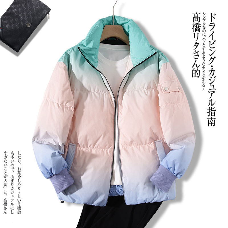 门店699！轻暖柔软防风！情侣款渐变短款羽绒服 W3807 男女装 4877