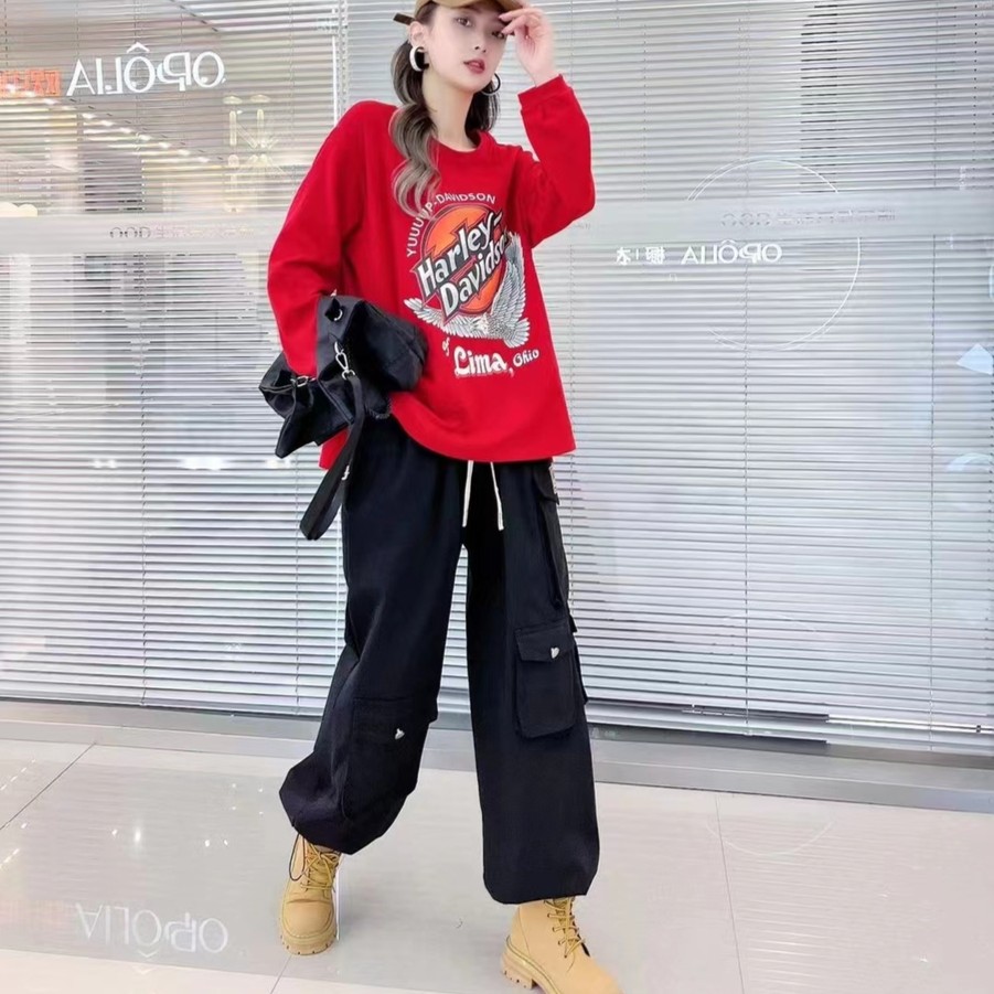 曳步舞服装新款套装男女同款秋冬棉质卫衣专用裤子灯笼裤工装裤子