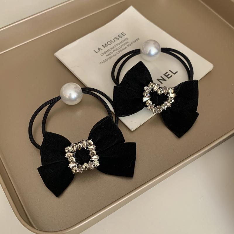 丝绒水钻蝴蝶结发绳气质皮筋新款时尚发饰高马尾头饰显白头绳甜妹