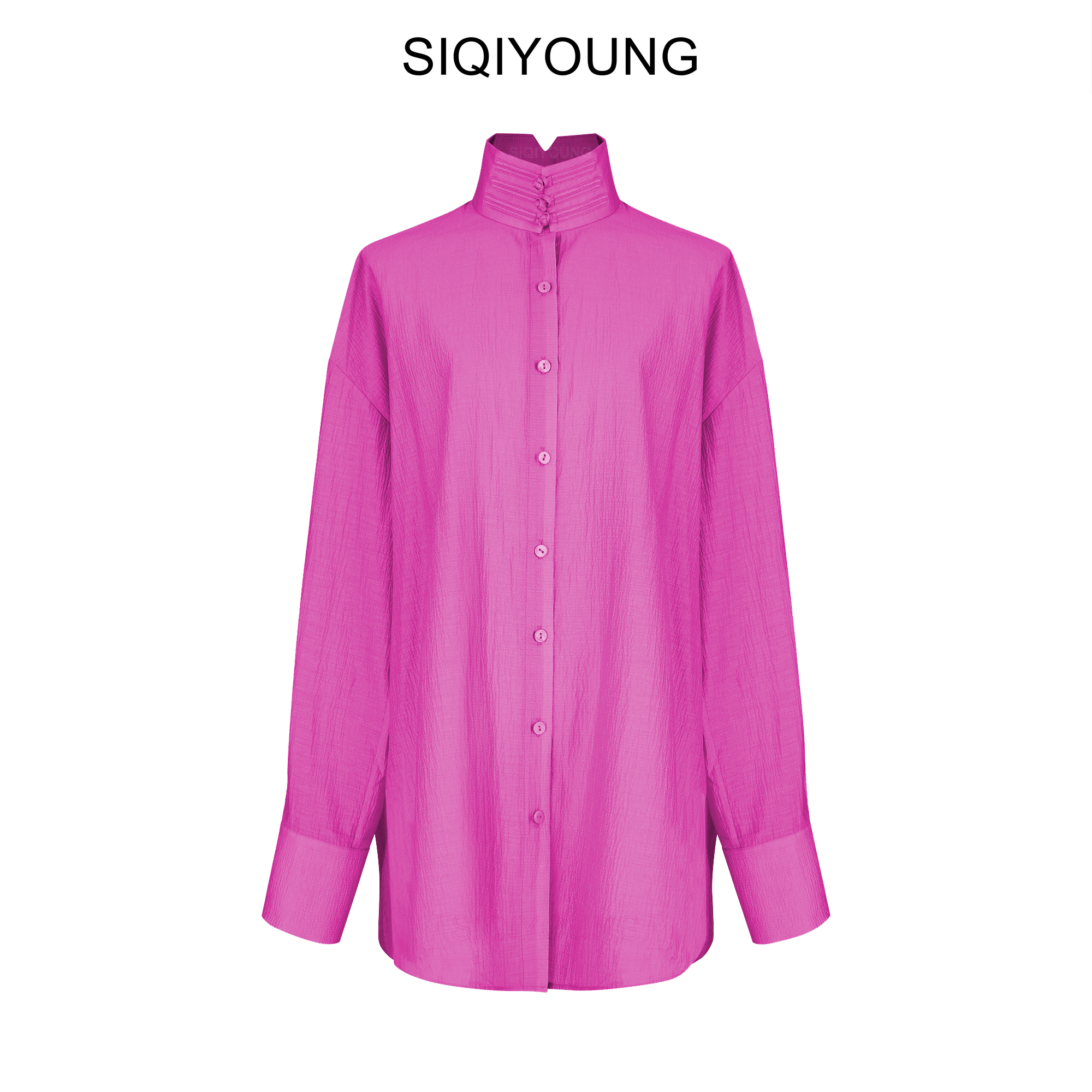 SIQIYOUNG花重锦官城-中式盘扣暗纹衬衫