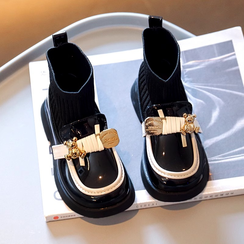 回力瑞儿童袜子靴2024年春秋款女童皮鞋时尚女孩公主中大童马丁靴