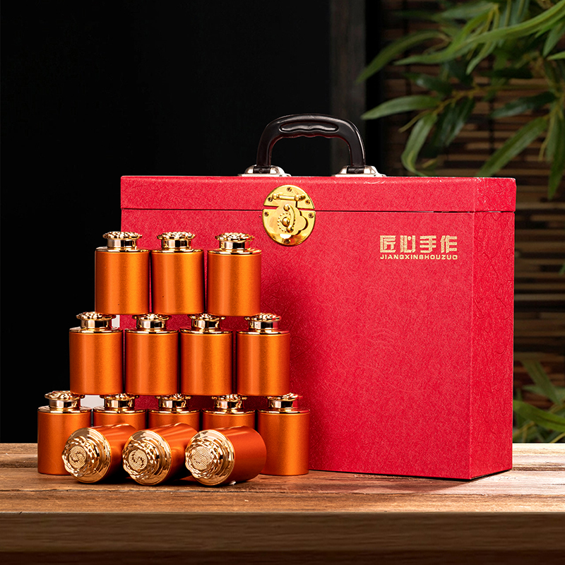 过年送礼 新茶乌龙茶福建大红袍茶叶浓香型茶叶礼盒装24罐红色