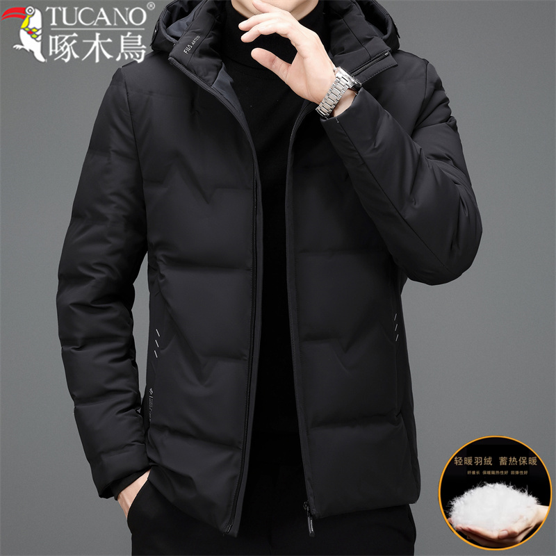 TUCANO/啄木鳥大牌冬季男士羽绒服可脱卸连帽白鸭绒外套加厚短款