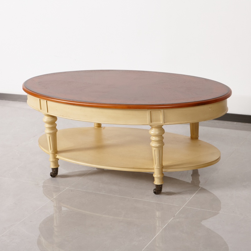 AD4047茶几1100*650*450椭圆几美式轻奢复古法式客厅简约欧式圆形