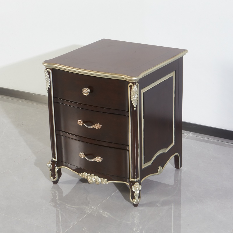 D217床头柜500*500*600美式复古轻奢雕花奢华古典欧式置物方几