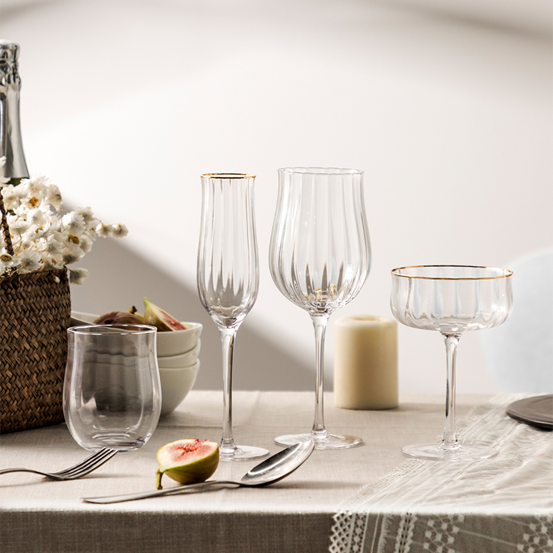 半房欧式奢华金边香槟杯水晶玻璃红酒杯高脚杯家用葡萄酒鸡尾酒杯