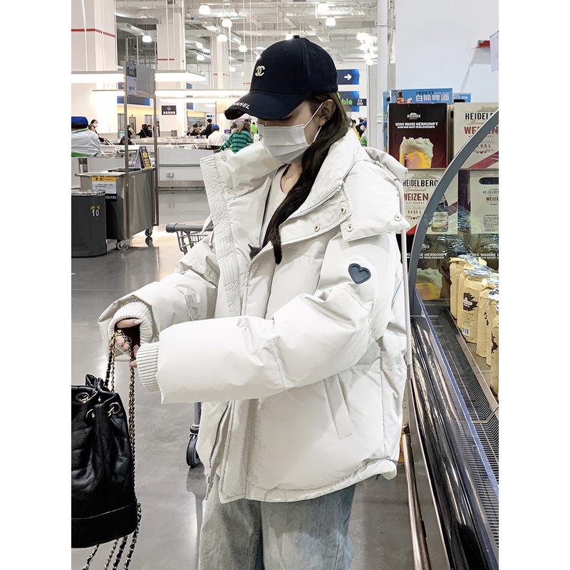 2023爱心短款棉服冬季新款男女情侣加厚设计感面包服