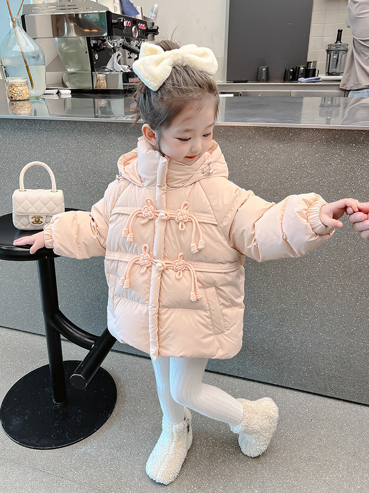 女童冬季羽绒服2023新款宝宝冬装棉衣白鸭绒童装女孩外套儿童棉服