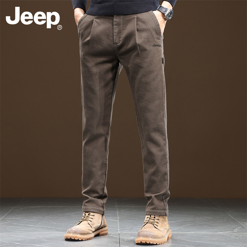 JEEP/吉普男装直筒休长裤印男士休闲裤牛仔宽松商务时尚百搭潮流
