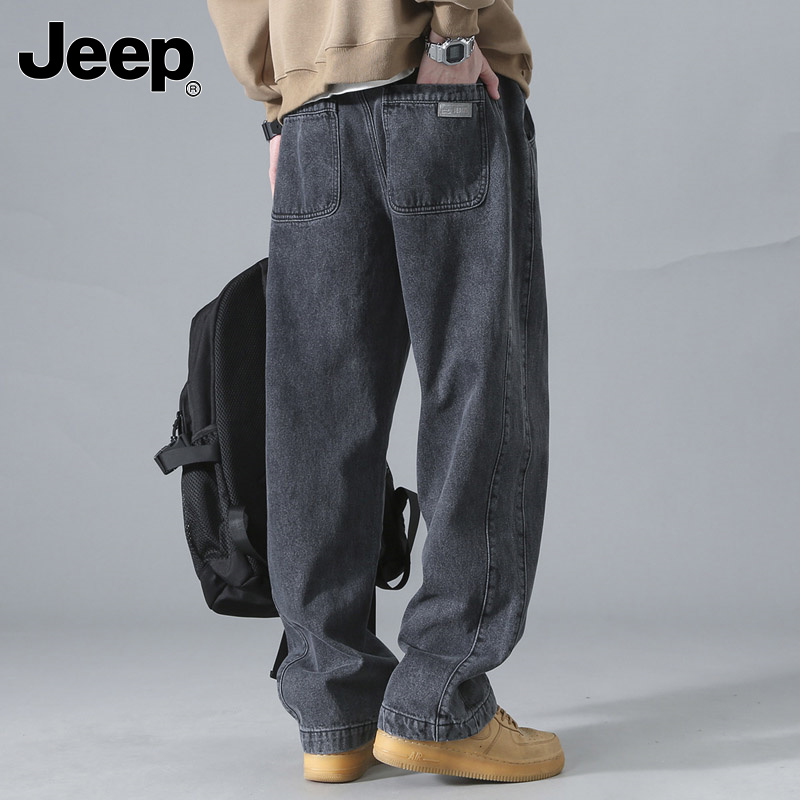 JEEP/吉普秋冬男士户外运动舒适百搭时尚日系潮流宽松直筒休闲裤