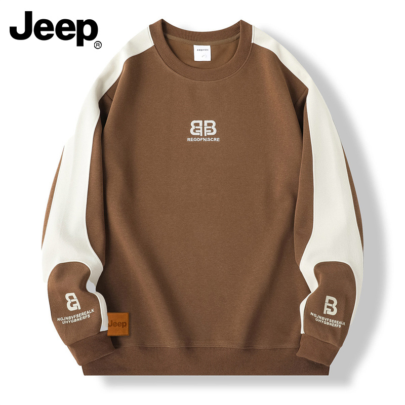 JEEP/吉普秋冬户外运动休闲衫长袖时尚百搭潮流男士打底圆领卫衣
