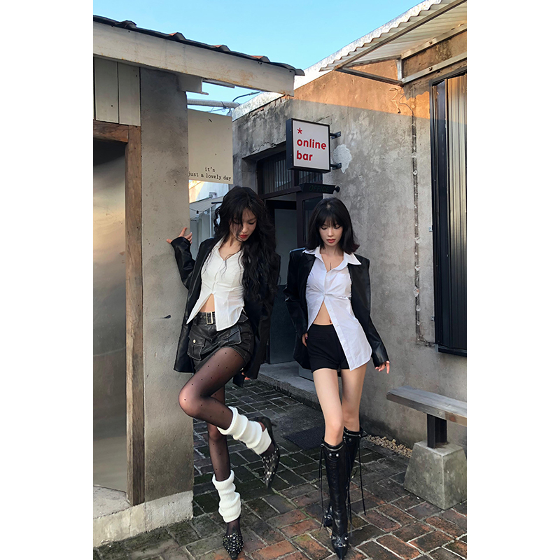 【12YE】辣妹收腰法式修身条纹衬衫