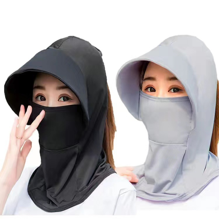 时尚遮脸遮阳帽冰丝可骑车帽子女大帽檐轻薄透气冰丝材质防风防尘