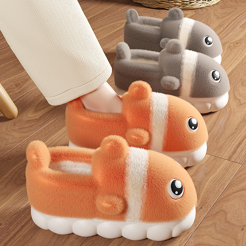 可爱棉拖鞋女士冬季2023新款室内家居保暖毛绒家用防滑棉鞋男冬天