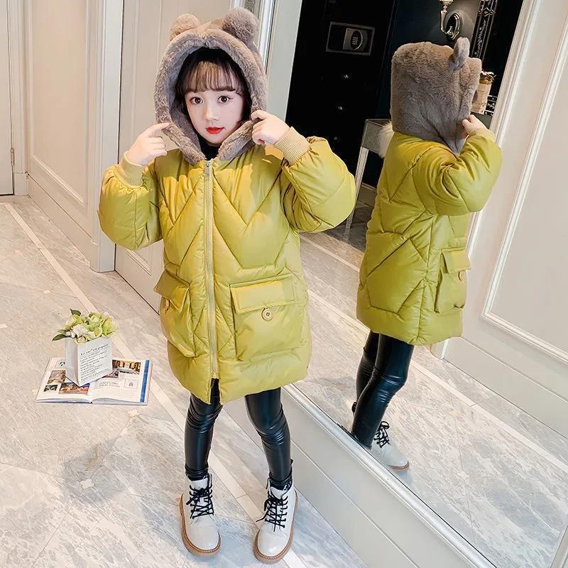 女童外套童装韩版棉衣中长款小女孩可爱棉服加厚保暖棉袄休闲洋气