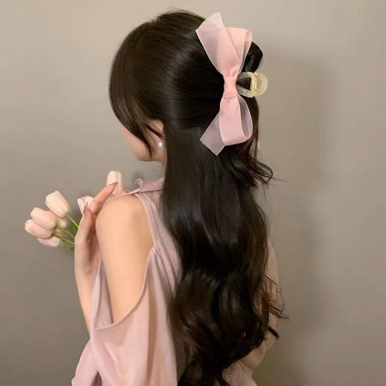 高级感蝴蝶结抓夹女后脑勺鲨鱼夹头饰2023年新款黑色大号盘发发夹
