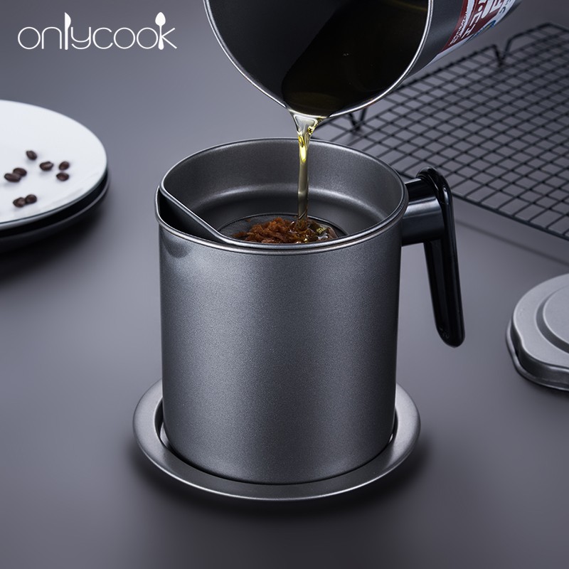 onlycook家用滤油神器厨房猪油罐油壶油炸沥油过滤漏油不锈钢滤网