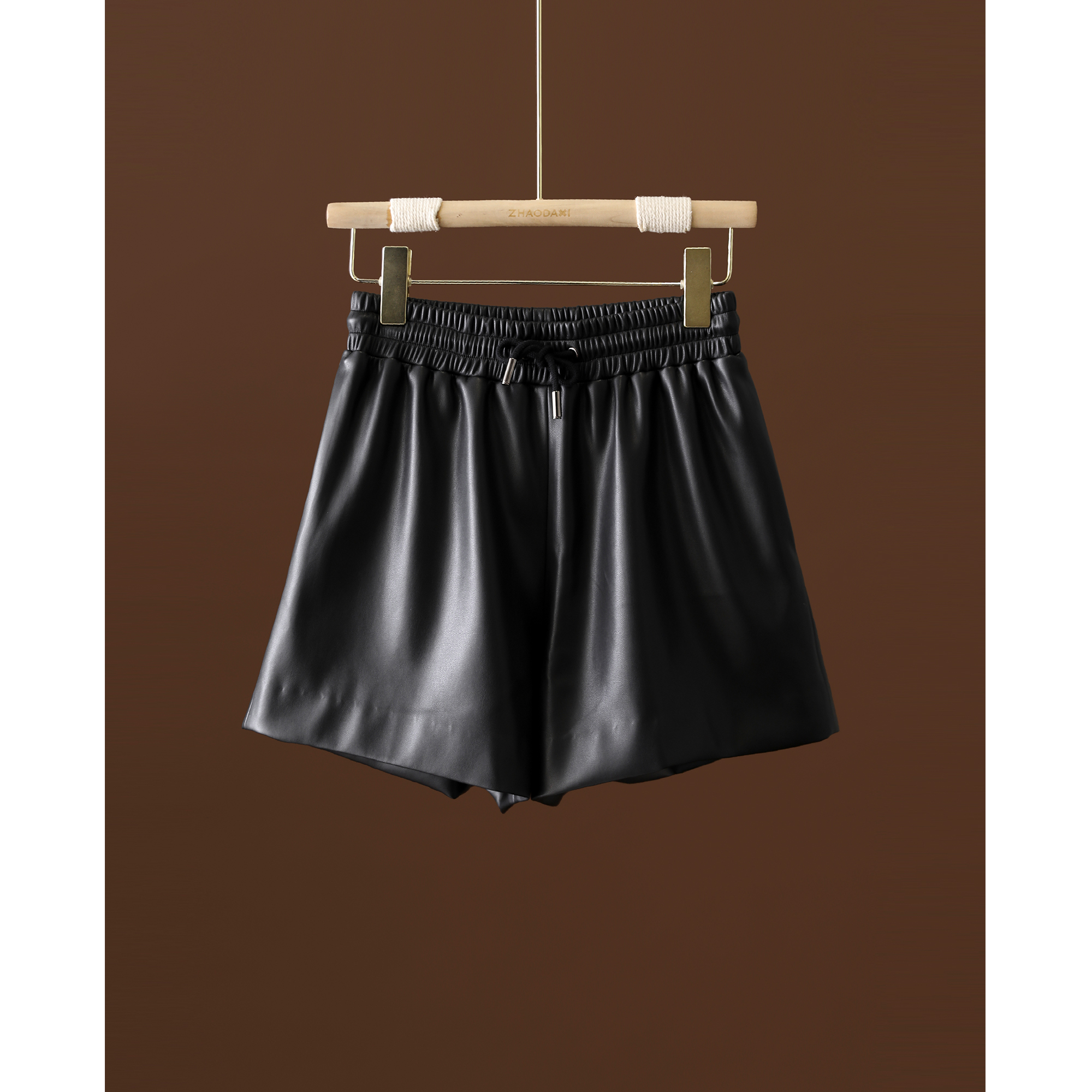 【赵大喜】百搭皮裤｜宽松高级感阔腿裤高腰短裤时尚