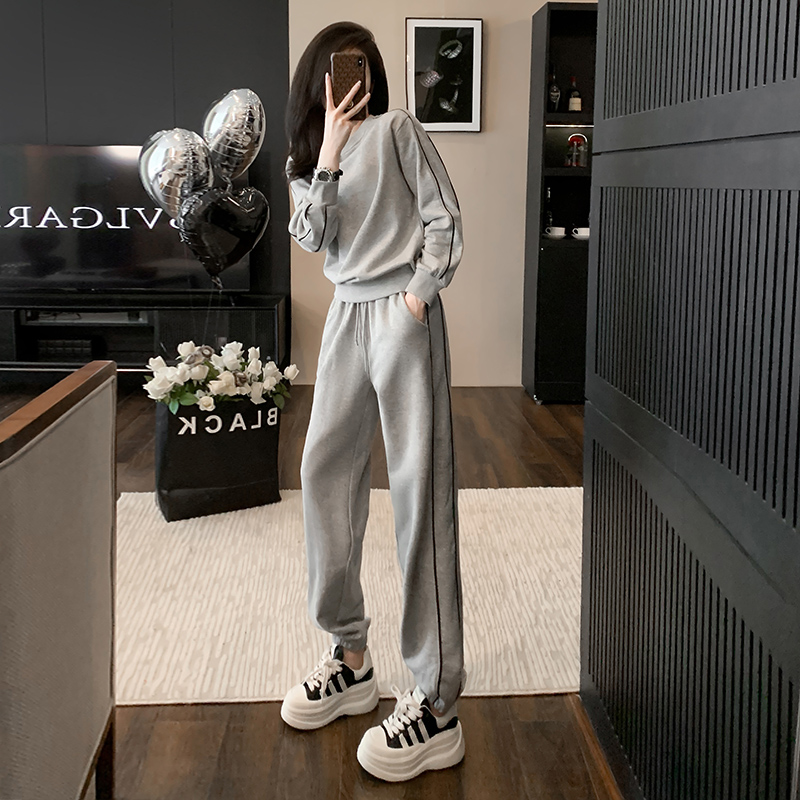 2023年时尚韩版早秋新款休闲运动套装女网红炸街跑步运动服两件套