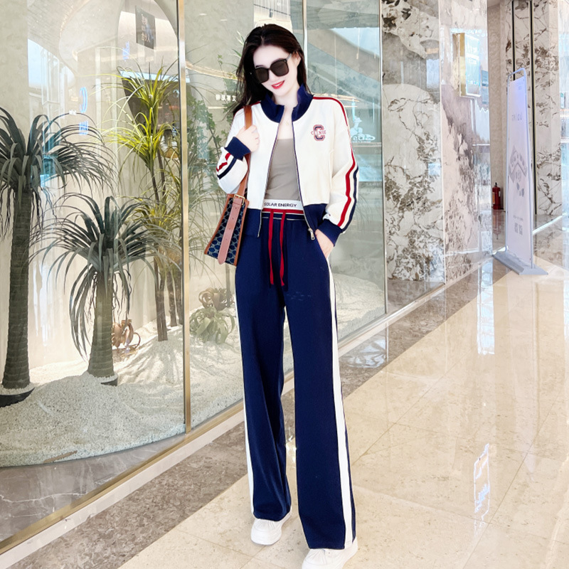 高级感跑步休闲运动服秋冬新款女装时尚健身套装女秋装欧货学院风