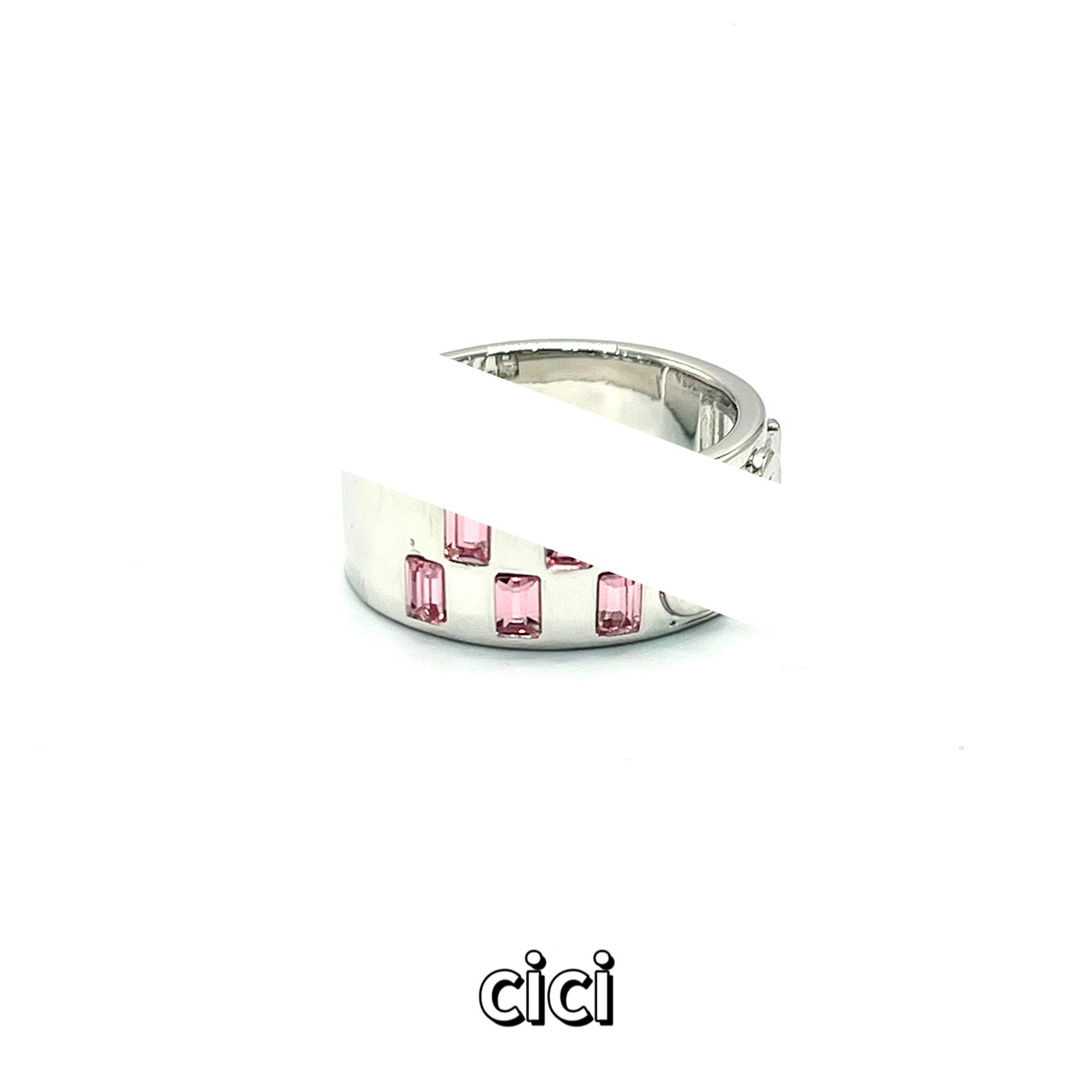 925银戒指 【CiCi】复古气质百搭设计感粉色锆石银色戒指-XA0215