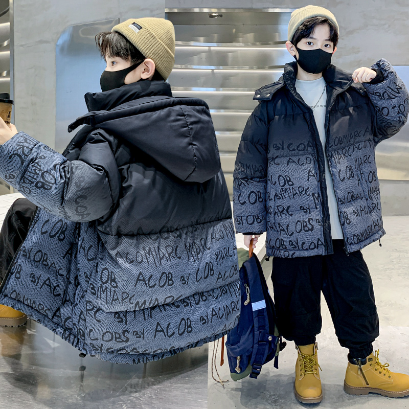 棉衣儿童外套秋冬季加厚潮流连帽棉袄加厚冬装保暖休闲时尚棉服潮