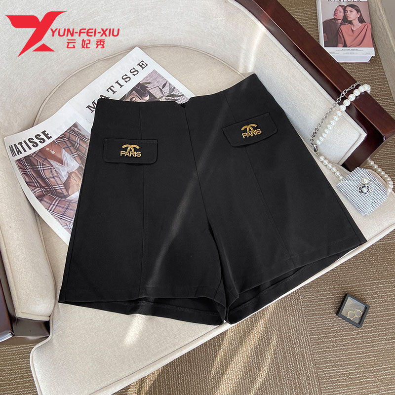 云妃秀大码女装短裤时尚休闲气质高腰宽松阔腿显瘦减龄春装23165