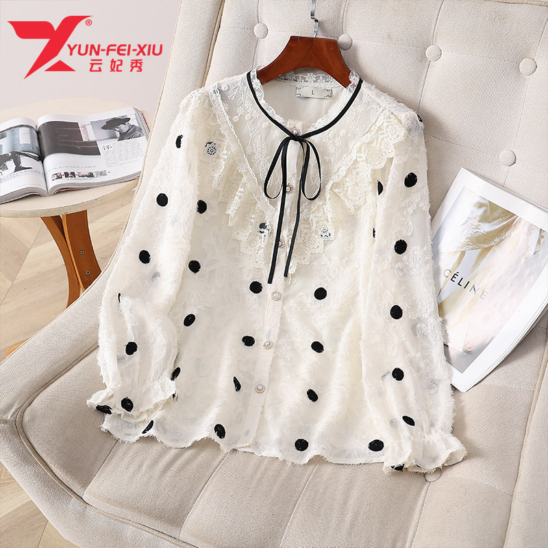 云妃秀大码女装衬衫休闲时尚百搭气质个性圆领新款显瘦遮肉8379