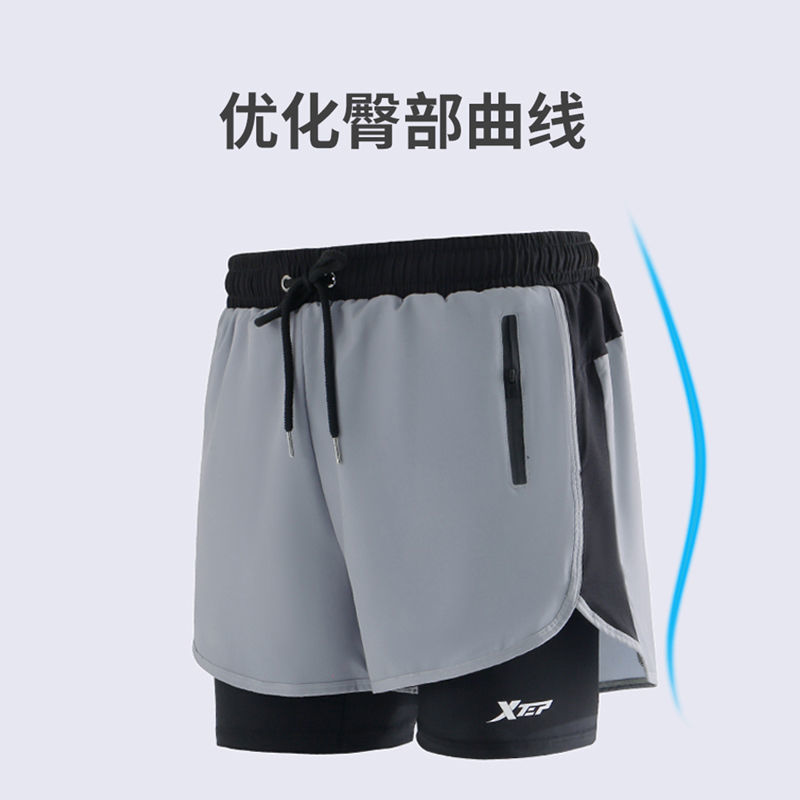 特步夏季男士户外宽松薄款弹力游泳运动休闲短裤温泉海边时尚大码
