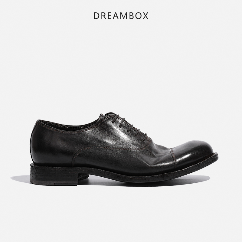 dreambox钧博vibram后跟高档袋鼠皮男士三接头手工皮鞋皮底商务鞋