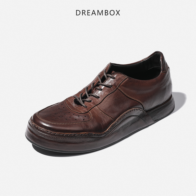 dreambox钧博vibram防滑耐磨休闲鞋高端纯手工袋鼠皮男士鞋子潮鞋