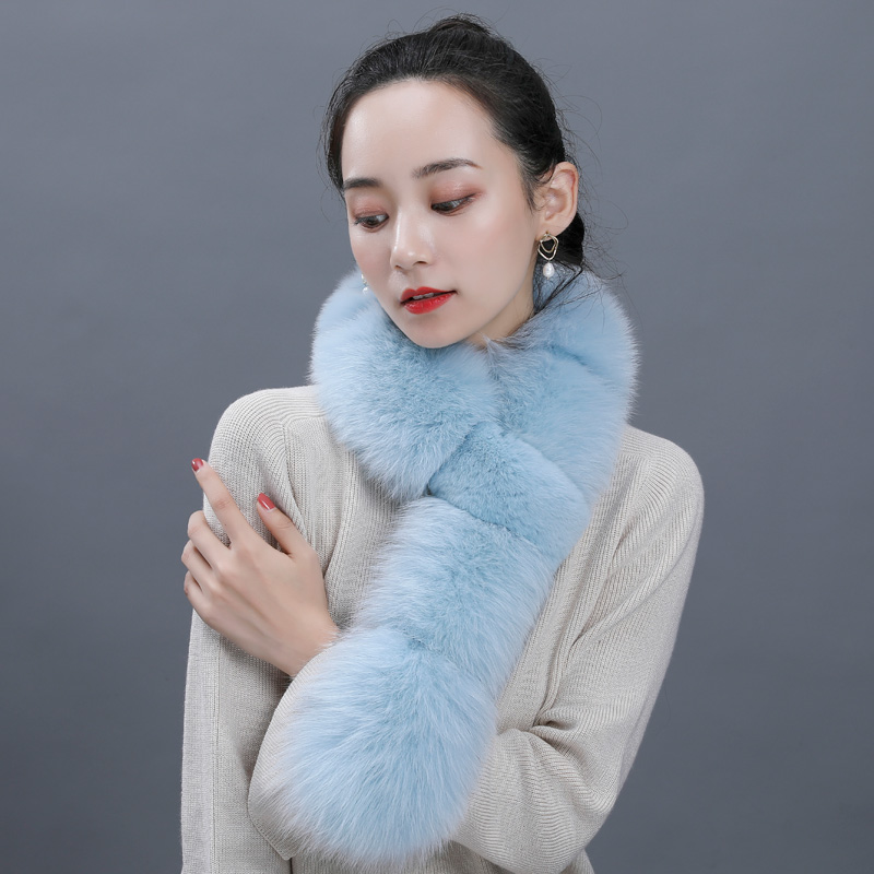 狐狸毛围巾女冬季新款兔毛围脖保暖皮草双面加厚时尚围脖3632