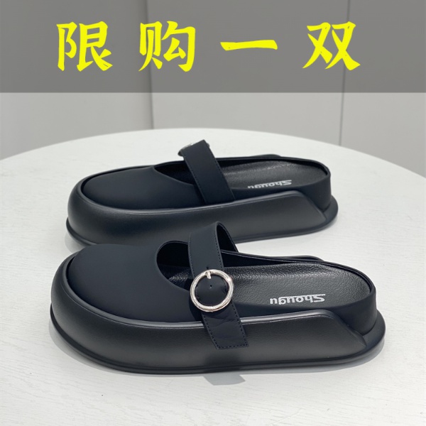 红蜻蜓牌2023春夏韩版小众个性半拖鞋女外穿懒人拖厚底增高