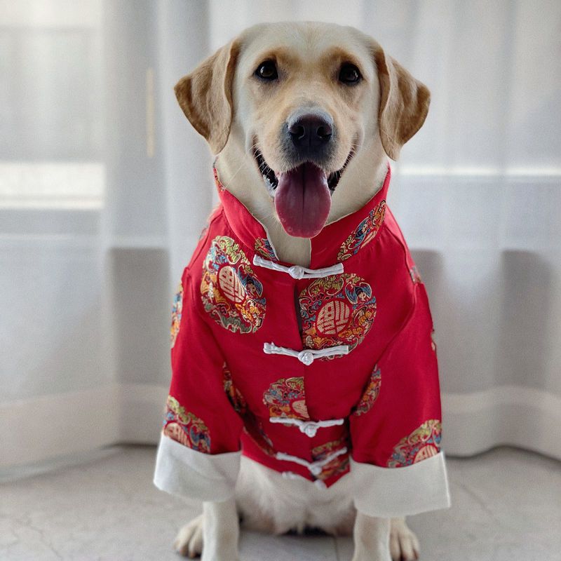 狗狗衣服大型犬喜庆中国风衣服拉布拉多金毛薄款唐装衣服宠物衣服