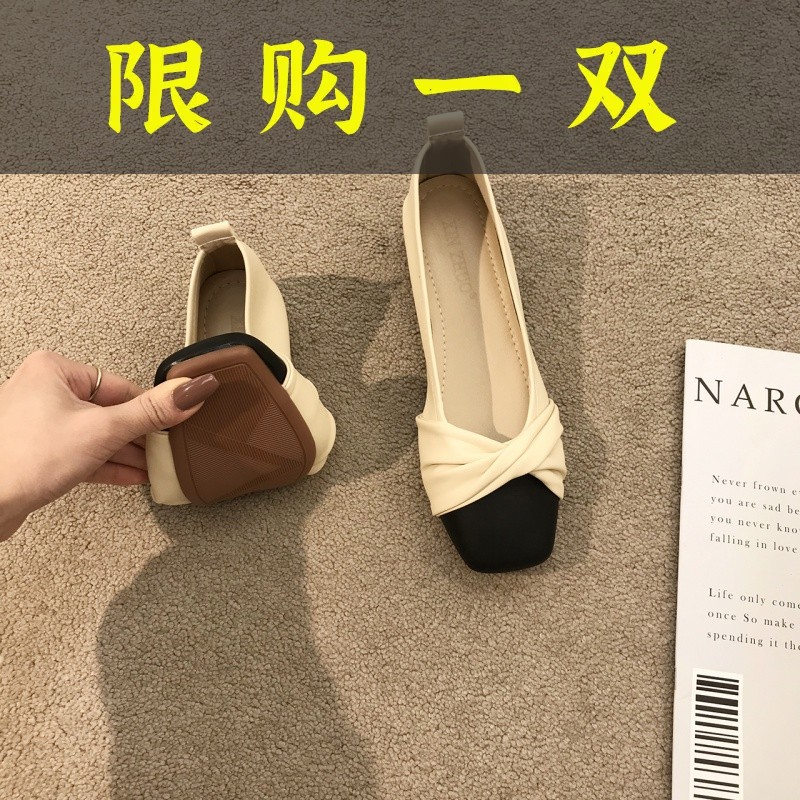 红蜻蜓牌单鞋女瓢鞋温柔晚晚鞋平底款女鞋子2023新款秋春夏奶奶