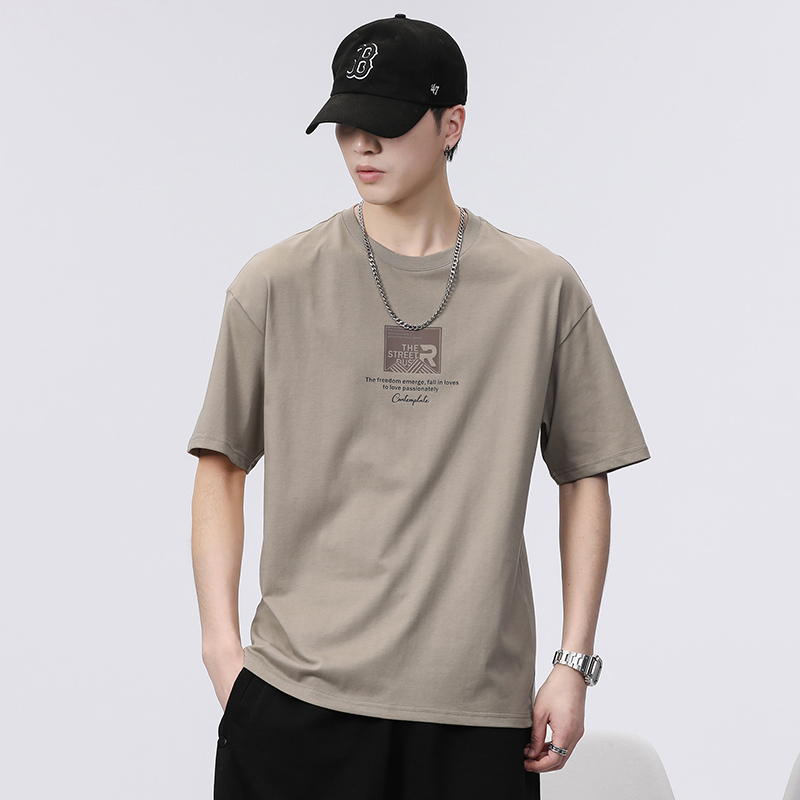 短袖T恤男2023夏季薄款潮流百搭休闲体恤重磅纯棉打底衫潮牌男装