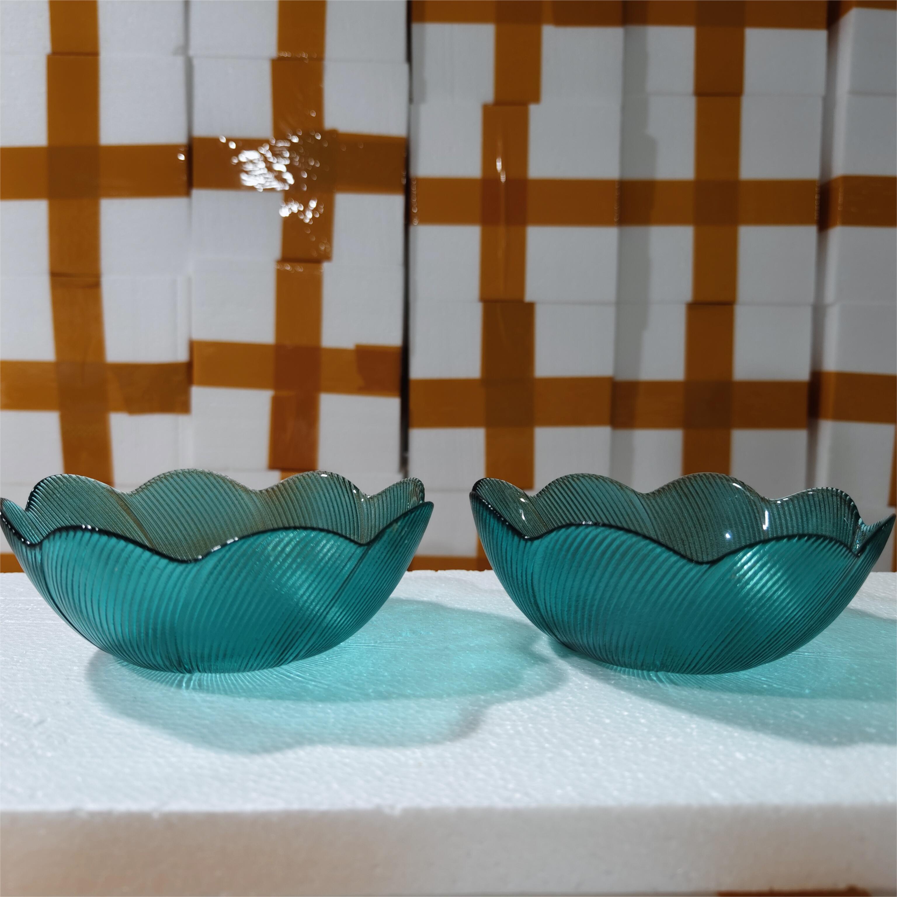 【盛瑞堂】拍一发二墨绿色大号花语碗两支装纹理设计沙拉碗家用