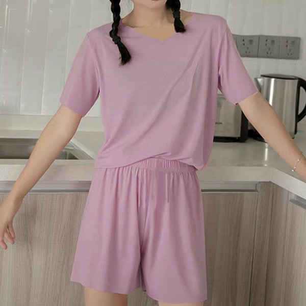 冰丝睡衣女士夏季薄款情侣款短袖套装家居服大码透气空调服短裤子