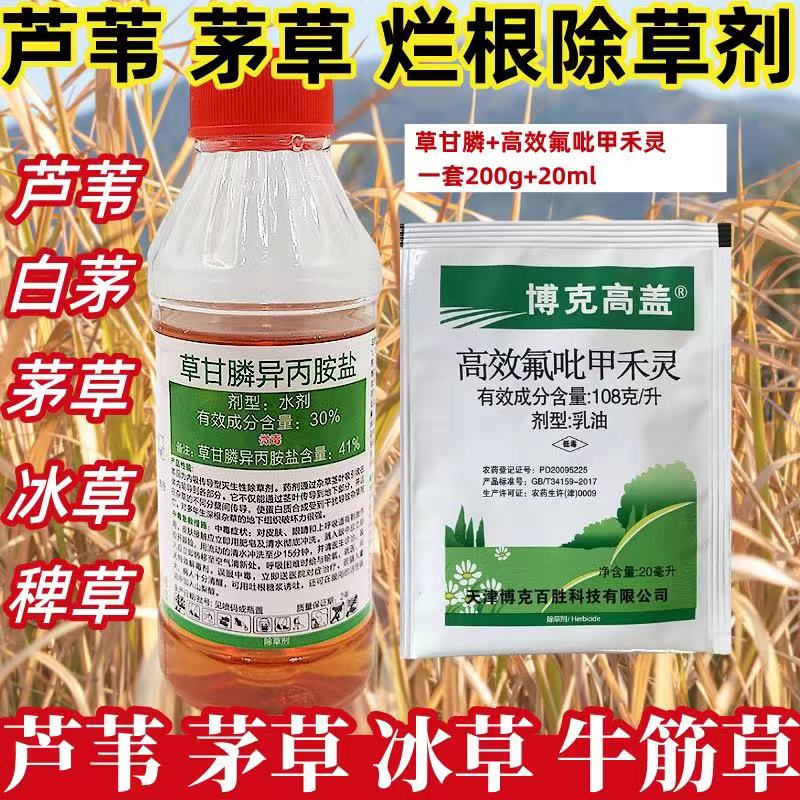 正品草甘膦高效灭杀除芦苇白茅草芦竹牛筋草专用除草烂根剂一扫光