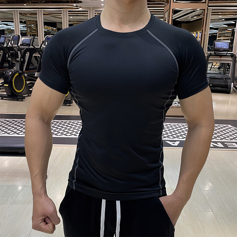 2023新款健身服男吸汗透气弹力速干衣夏季紧身衣运动跑步训练短袖