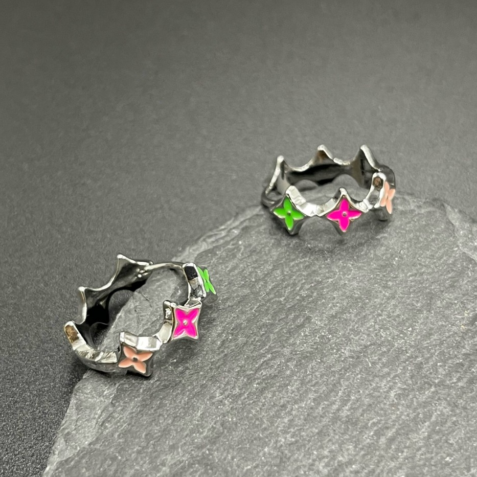 铜合金珐琅耳饰 100-H-2-M 时尚轻奢简约素款板材滴油耳环2158